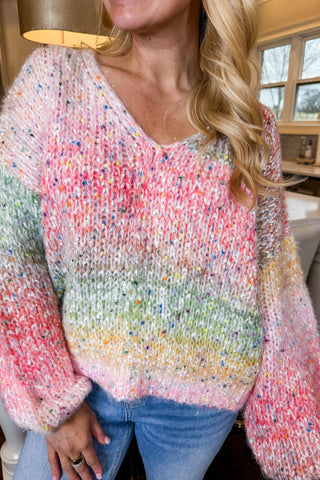 Pink Sparkle Confetti Knit Sweater