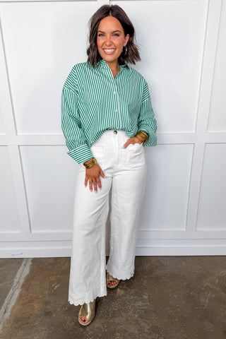 The Fairway Classic Green Striped Top