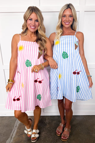 Summer Breeze Stripe Dress in Sky