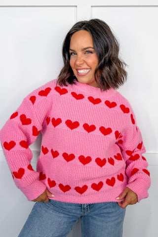 Sweetheart Stroll Sweater in Pink