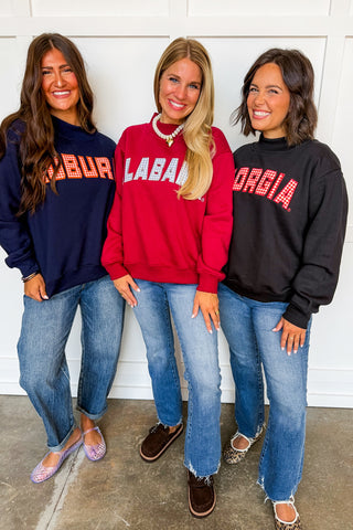 **PRE-ORDER** Georgia Gingham Mallory Mock Neck Sweatshirt In Red
