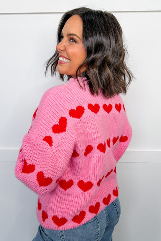 Sweetheart Stroll Sweater in Pink