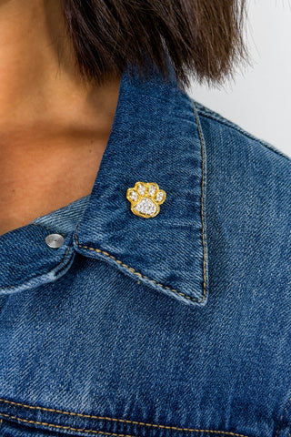 Precious Paw Crystal Brooch
