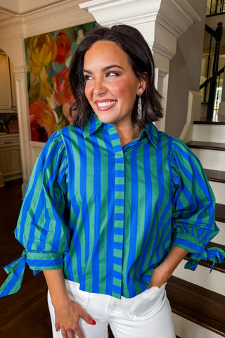 Harbor Stripe Puff Sleeve Top