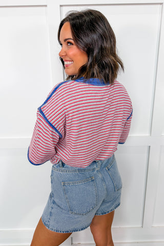 Freedom Feels Good Stripe Tee in Pink Multi