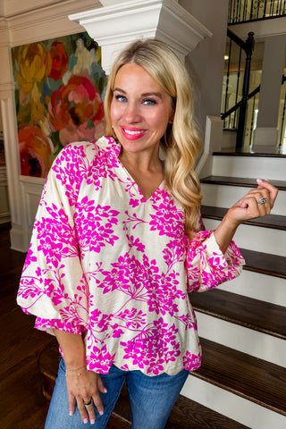 Pink & Ivory Floral Top