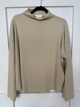 Beige Turtle Neck Long Sleeve