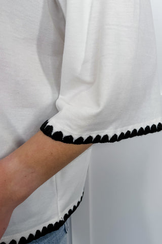 Breezy Basic Embroidered Trim Top