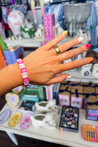 Emmy Pop Tile Stretch Bracelet in Pink
