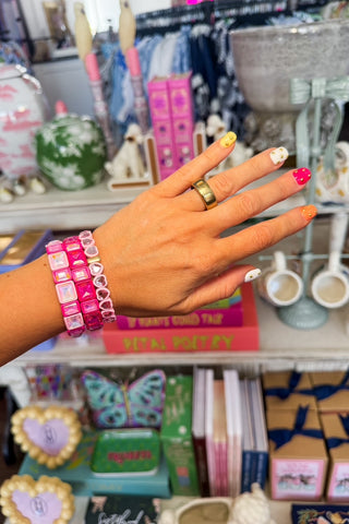 Emmy Pop Tile Stretch Bracelet in Pink