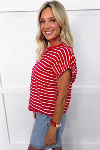 Casual Striped Tee in Red/White