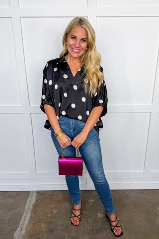 Styled in Dots Black Blouse