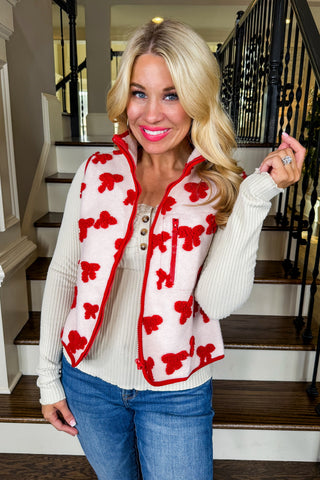 Red Cozy Bow Vest
