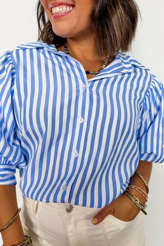 Oversized Button-up Top in Blue