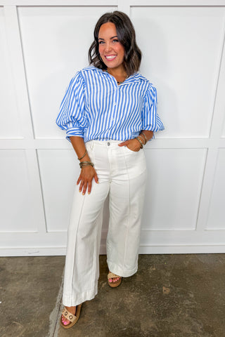 Oversized Button-up Top in Blue