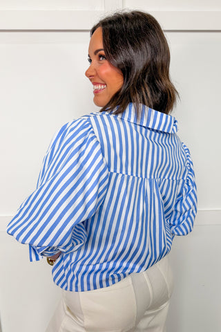 Oversized Button-up Top in Blue