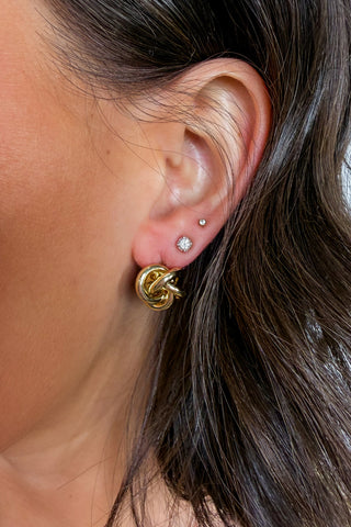 Gold Knot Stud Earring by Treasure Jewels