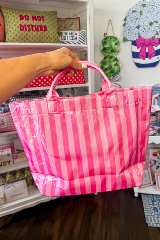 Beverly Hills Pool Bag in Pink Stripes