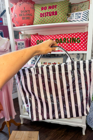 Beverly Hills Pool Bag in Black/White Stripes