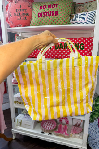 Beverly Hills Pool Bag in Yellow/White Stripes