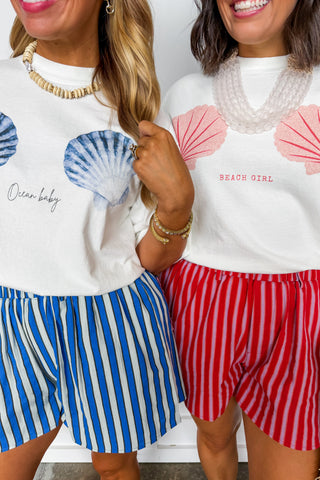 The Hallie Stripe Shorts in Blue