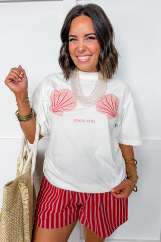 Beach Girl Pink Clam Oversized Graphic Tee