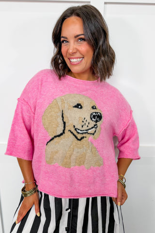 Golden Retriever Pink Cropped Sweater