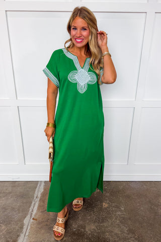 Emerald Charm Midi Dress