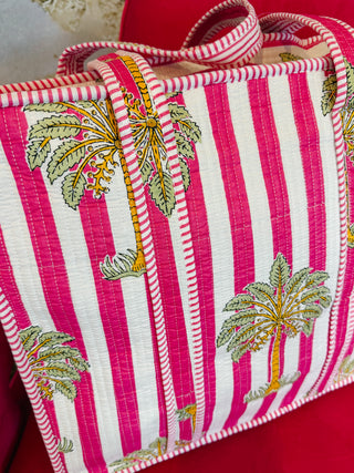 Pink Paradise Stripe Quilted Tote