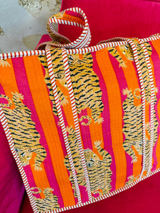 Wild Side Pink & Orange Striped Tote