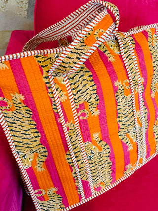 Wild Side Pink & Orange Striped Tote