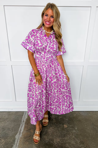 The Rosemary Floral Midi Dress in Pink