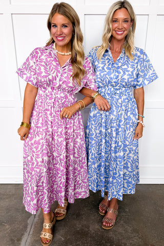 The Rosemary Floral Midi Dress in Pink