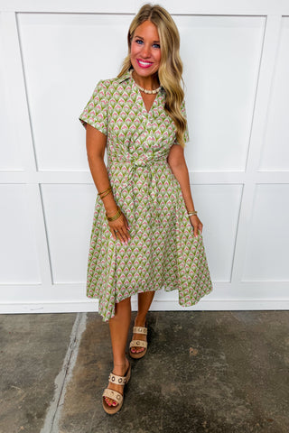 The Secret Garden Tie Waist Midi Dress