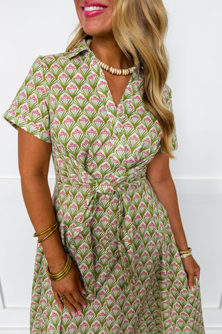 The Secret Garden Tie Waist Midi Dress
