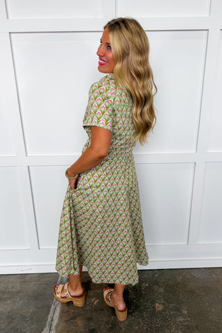 The Secret Garden Tie Waist Midi Dress