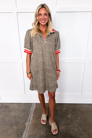 Wild At Heart Zip-up Leopard Shift Dress