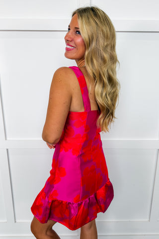 Floral Affair Mini Dress in Pink & Red