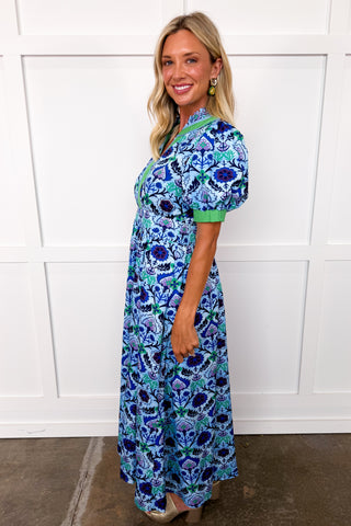 savannah james green dress The Savannah Garden Midi Dress in Green Jules & James Boutique