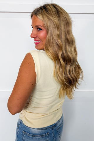 Go-to Ruched Cap Sleeve Top in Banana