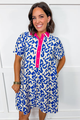 Perfectly You Dress in Royal Blue + Hot Pink