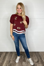 Load image into Gallery viewer, Friday Night Lights Football Sequin Top in Maroon