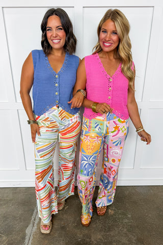 Summer Patchwork Wide Leg Pants
