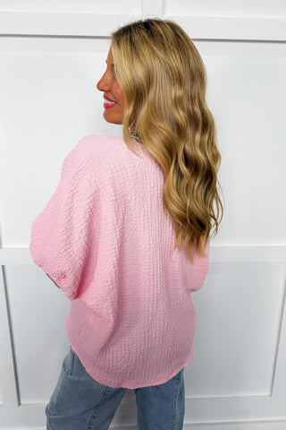 Wild Side Chic Textured Top in Pink