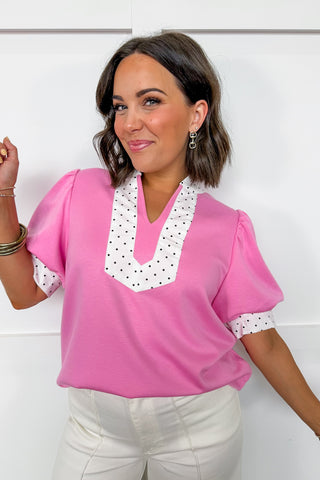 Chic In Dots Top in Pink