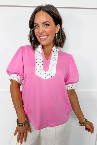 Chic In Dots Top in Pink