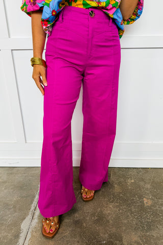 The Madelyn Wide Leg Pants in Magenta