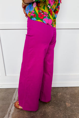 The Madelyn Wide Leg Pants in Magenta