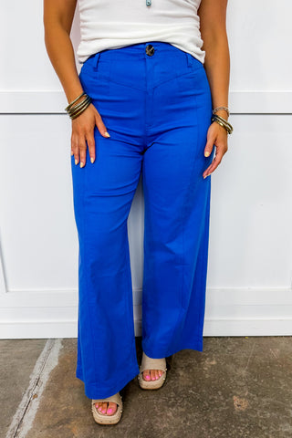 The Madelyn Wide Leg Pants in Royal Blue
