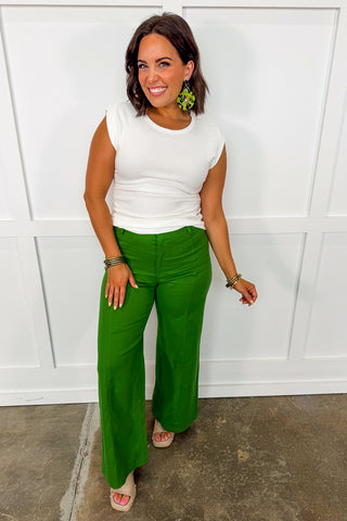 The Madelyn Wide Leg Pants in Green